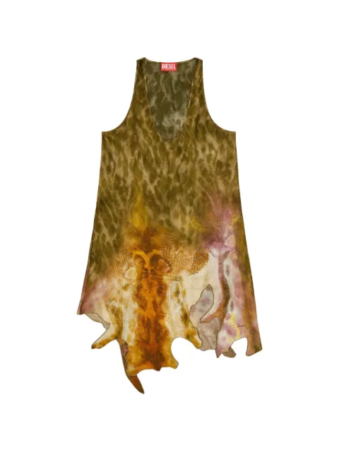 Diesel short satin dress with hide-effect hem Green A223220TJBN