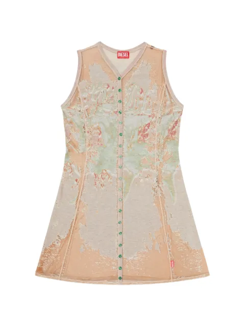 Diesel short dress in printed devoré jersey Neutrals A222810SIBV
