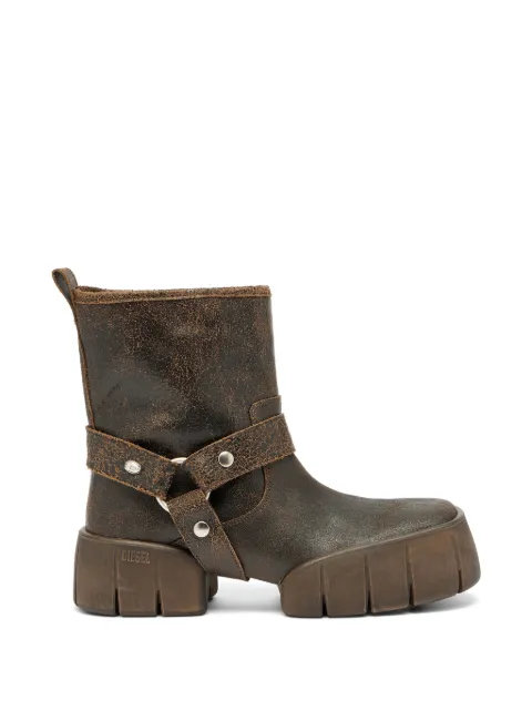 Diesel D-Tex Tu rugged-straps leather boots Brown Y03906P7674