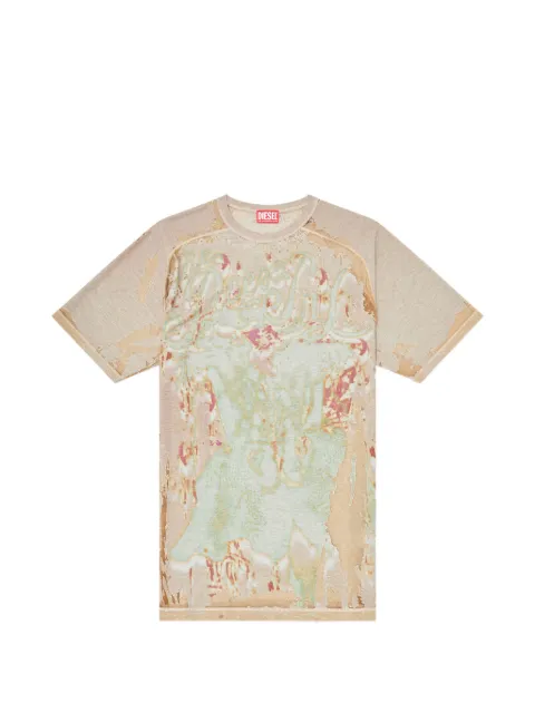 Diesel T-shirt in printed devoré jersey Neutrals A234530SIBV