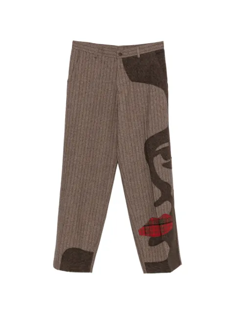 KidSuper pinstripe face-patchwork trousers Brown SS26SUB05BRWN