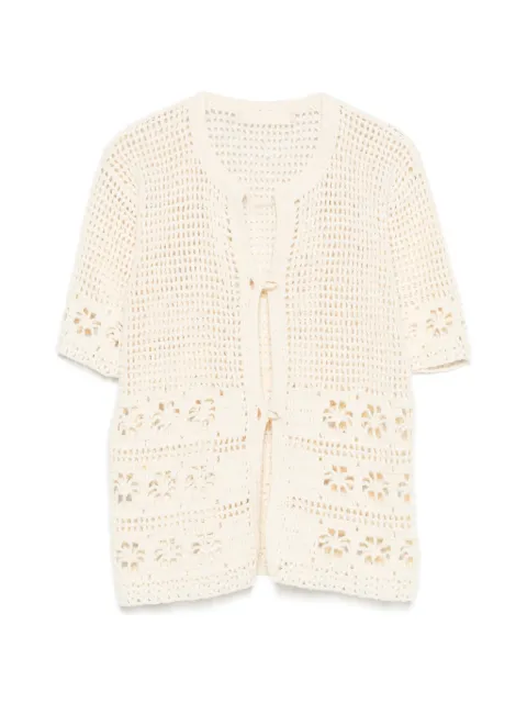 TERRY PUESTO crochet-knit shell-embellished cardigan Neutrals SS26PSTCRE