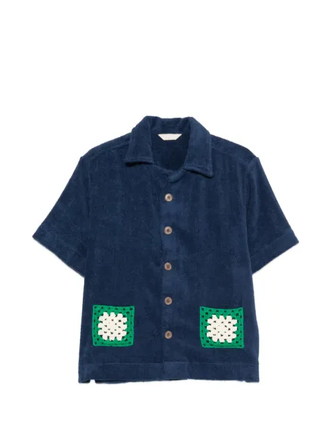 TERRY PUESTO crochet-trim-detail shirt Blue SS26ESTSNAUVERDE
