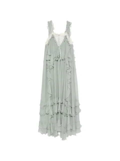 Chloé ruffled silk-mousseline maxi dress Green CH26ARO19001