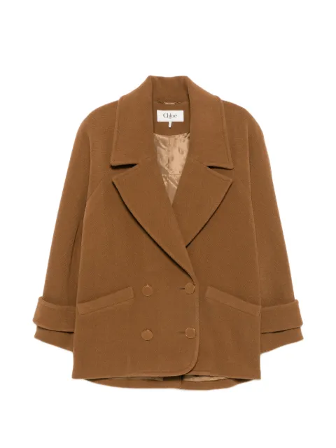 Chloé double-breasted herringbone coat Brown CH26AMA06077