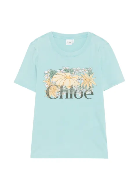 Chloé flower-print T-shirt Blue CH26AJH08080