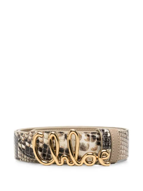 Chloé logo-buckle snake-effect belt Neutrals CH26ABB11CBB