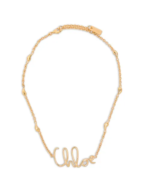 Chloé logo-plaque chain necklace Gold CHC24AFO64CB7