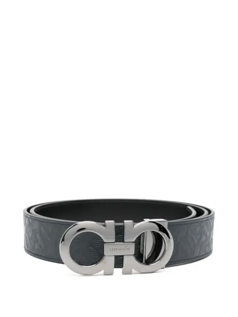 Ferragamo logo-buckle patterned belt Blue 5542119