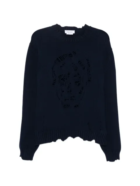 Alexander McQueen skull-distressed sweater Blue 858362Q1BA6