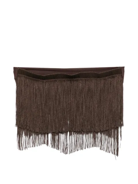 Bless Dara fringe-detail cotton top Brown DARAT