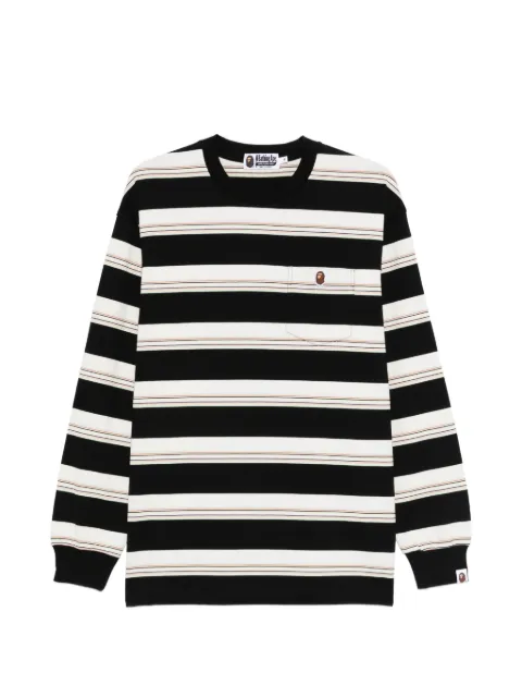 A BATHING APE® striped chest-pocket T-shirt Black 001LTM301304M