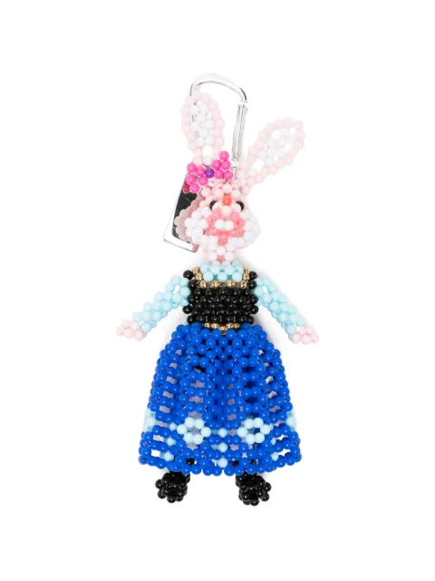 Chopova Lowena Warrior Rabbit beaded keyring Blue 7116