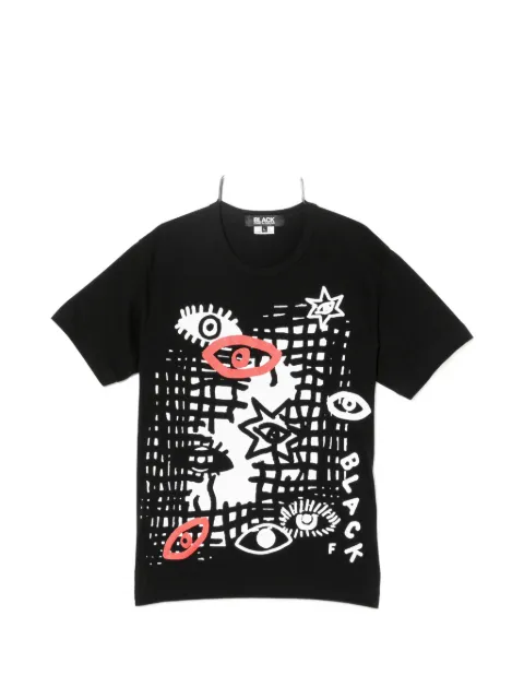 Black Comme Des Garçons graphic-print round-neck T-shirt Black CBKTE1QT505XQBKX00L