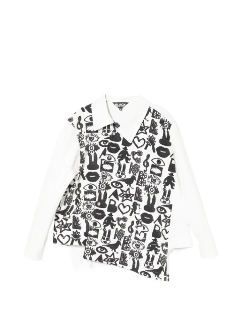 Black Comme Des Garçons side-button printed jacket White CBKJK1QJ007XQWHB00M