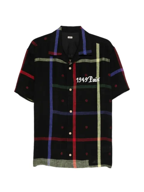 KHOKI plaid text shirt Black 26SSB08