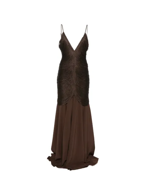 Bless Nostalgia V-neck maxi dress Brown NOSTALGIA809