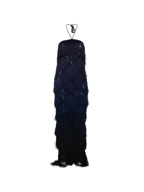Bless Laguna fringed halterneck maxi dress Blue LAGUNA835