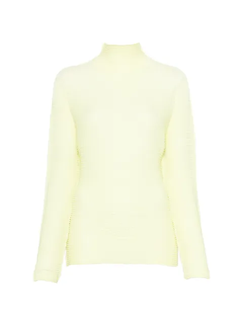 Issey Miyake ribbed roll-neck blouse Yellow IM66FJ676