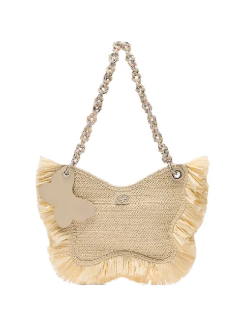 Blumarine Butterfly raffia shoulder bag Neutrals P6HHW119AN0812TU