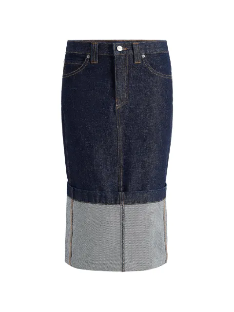 KHAITE Kilian two-tone denim midi skirt Blue 1190908040040
