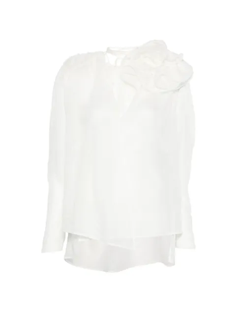 Magda Butrym floral-embroidered ruffled blouse White 326526