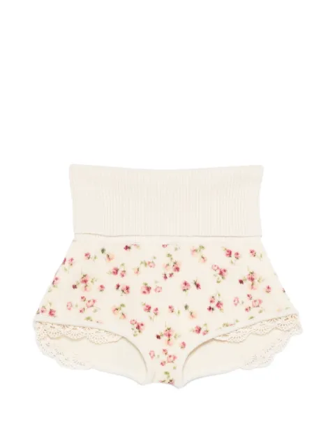 Magda Butrym floral-print lace shorts Neutrals 325426