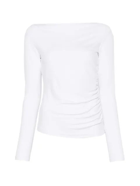 Max Mara ruched boat-neck top White 2611941029600