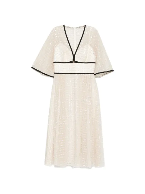 Elie Saab V-neck embellished dress Neutrals D1002NR26TU023