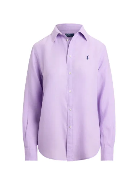 Polo Ralph Lauren logo-detail linen shirt Purple 211970730513