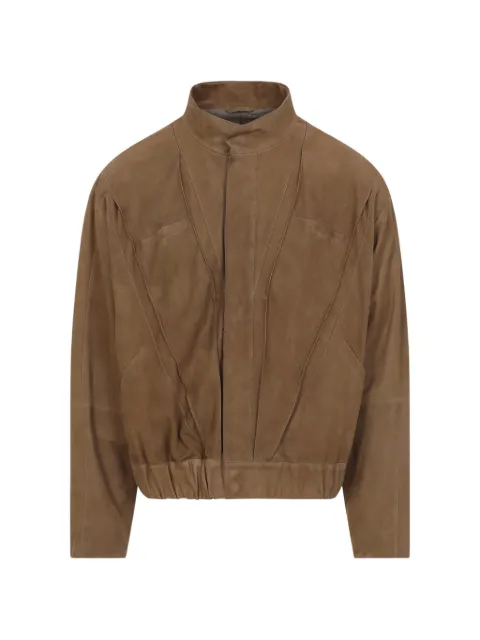 Giorgio Armani leather panelled jacket Brown GM003586AF24918