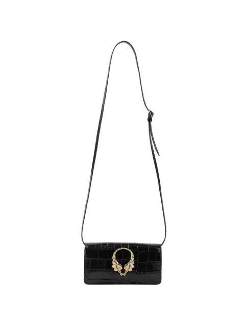 Roberto Cavalli Roar tiger detail leather shoulder bag Black WKA002PZ975