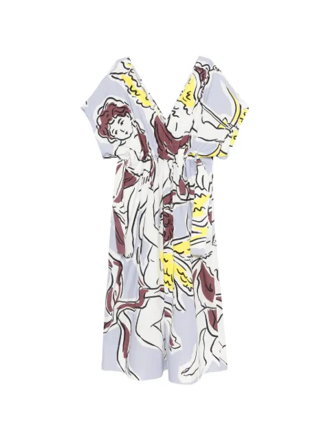 Tory Burch V-neck graphic midi dress White 180680