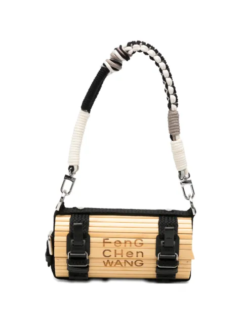 Feng Chen Wang bamboo-slat buckled clutch bag Neutrals FUS21AC12G