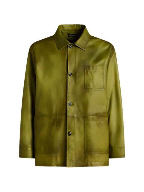 Kiton button-fastening leather jacket Green UW2380V0818H14