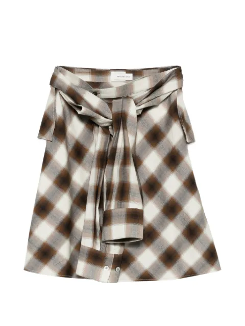 Feng Chen Wang plaid-pattern tie-fastening mini skirt Brown FWS21SK13