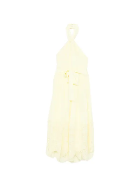 Elie Saab tie-neck midi dress Yellow D1055NR26SIM02