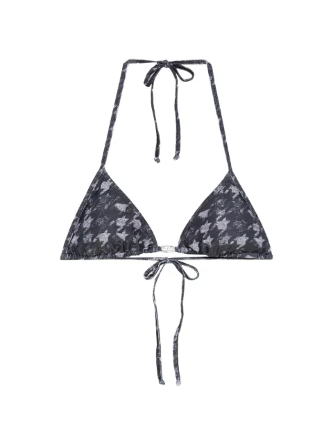 Diesel triangle houndstooth bikini top Black A219690ENBU