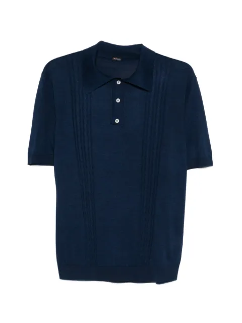 Kiton short-sleeve textured polo shirt Blue UMK085205001