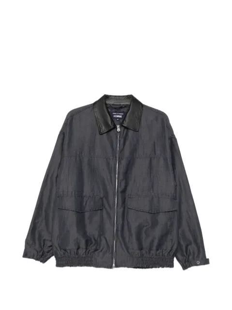 Comme des Garçons Homme leather-collar herringbone jacket Grey HQJ006