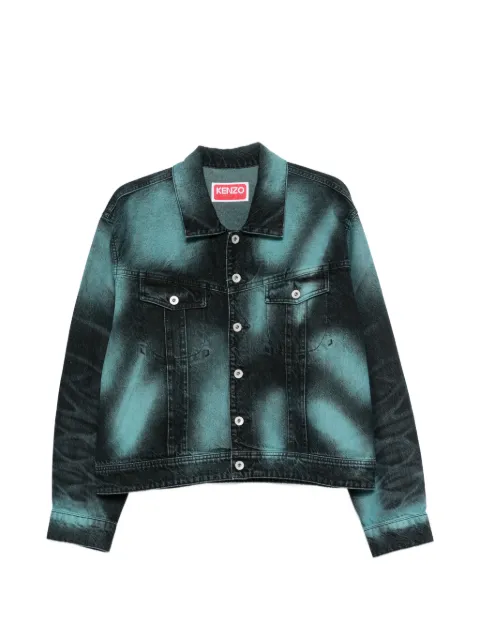 Kenzo Boke Heart logo-print denim jacket Green FG55DV3146K7