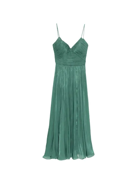 Costarellos Fayla V-neck pleated maxi dress Green PS2617