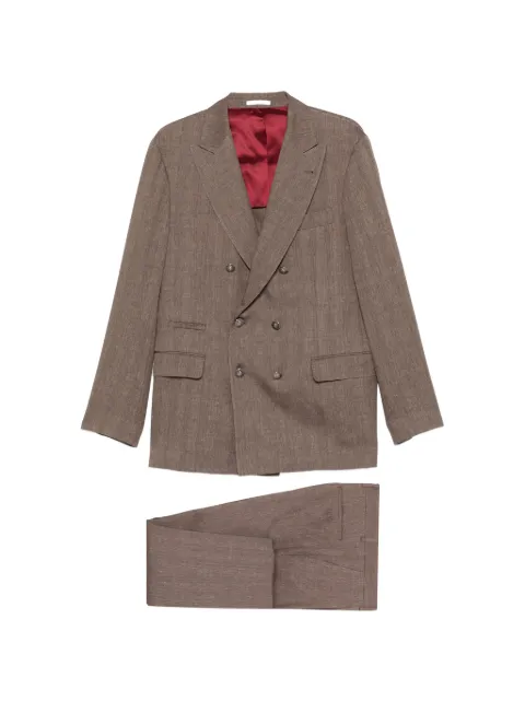 Brunello Cucinelli double-breasted suit Brown MZ408LDPH2C009