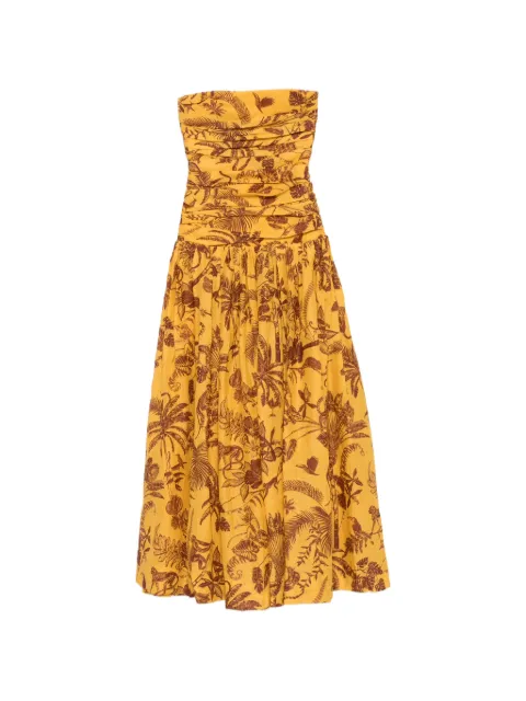 ALEMAIS ruched floral print dress Yellow 6915D
