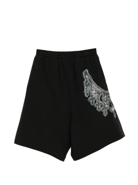 We11done necklace-print shorts Black WDTA0267037BK