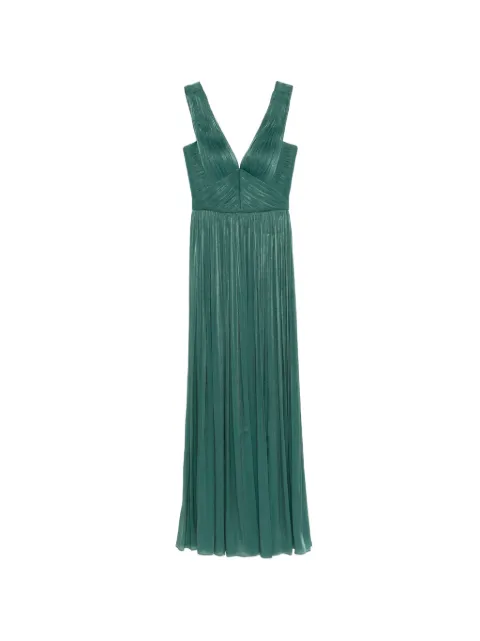 Costarellos Anilia pleated V-neck maxi dress Green PS2616