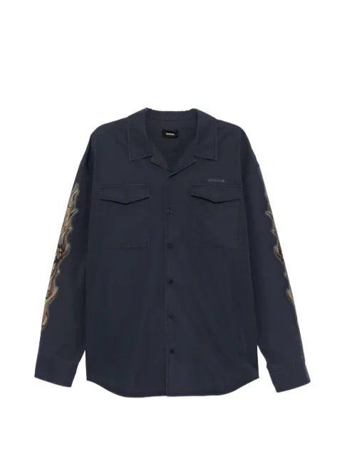 We11done sleeve graphic pocket shirt Blue WDSH026150MNV