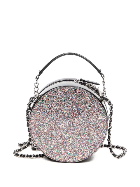 CHANEL Pre-Owned 2017-2018 CC Round glitter tote bag Black 24887002