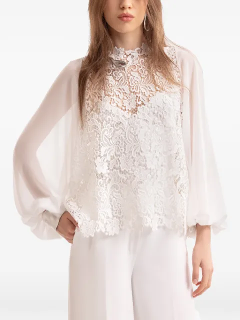 Gemy Maalouf guipure long-sleeve top White GMCP257716TP