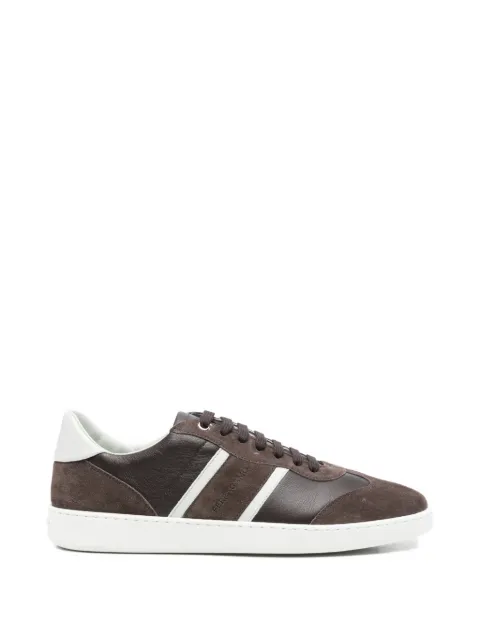 Ferragamo striped-detail leather sneakers Brown 078115